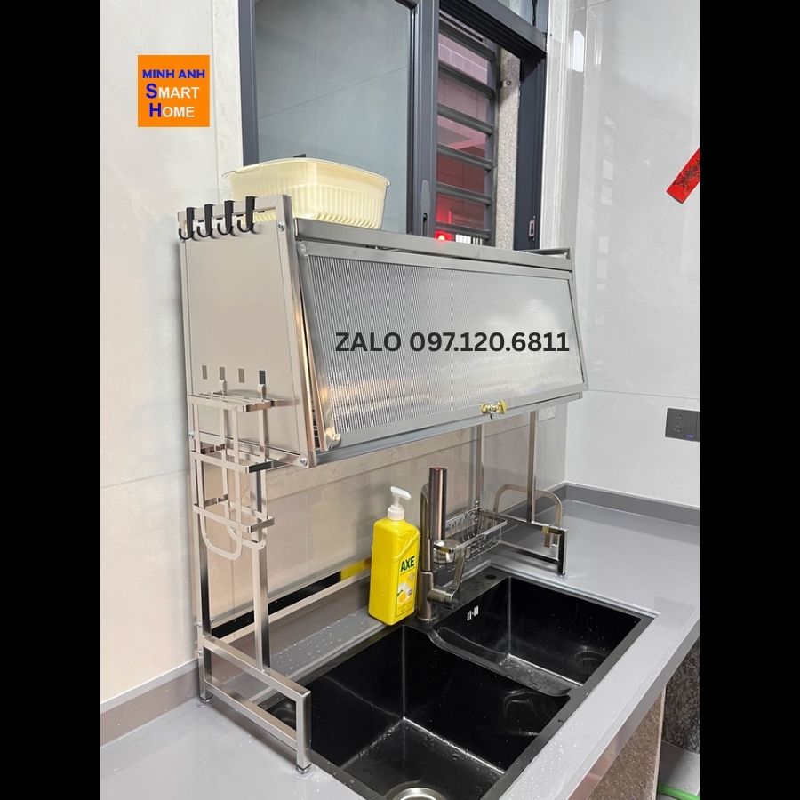 Kệ chén inox có nắp đậy